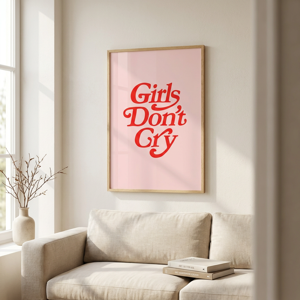 Girls Don Cry Poster framed on a wall