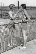 Women Tennis Players Cigarette Break Vintage Poster