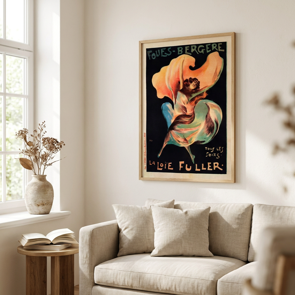 Folies Bergere La Loie Fuller Paris Poster framed on a wall
