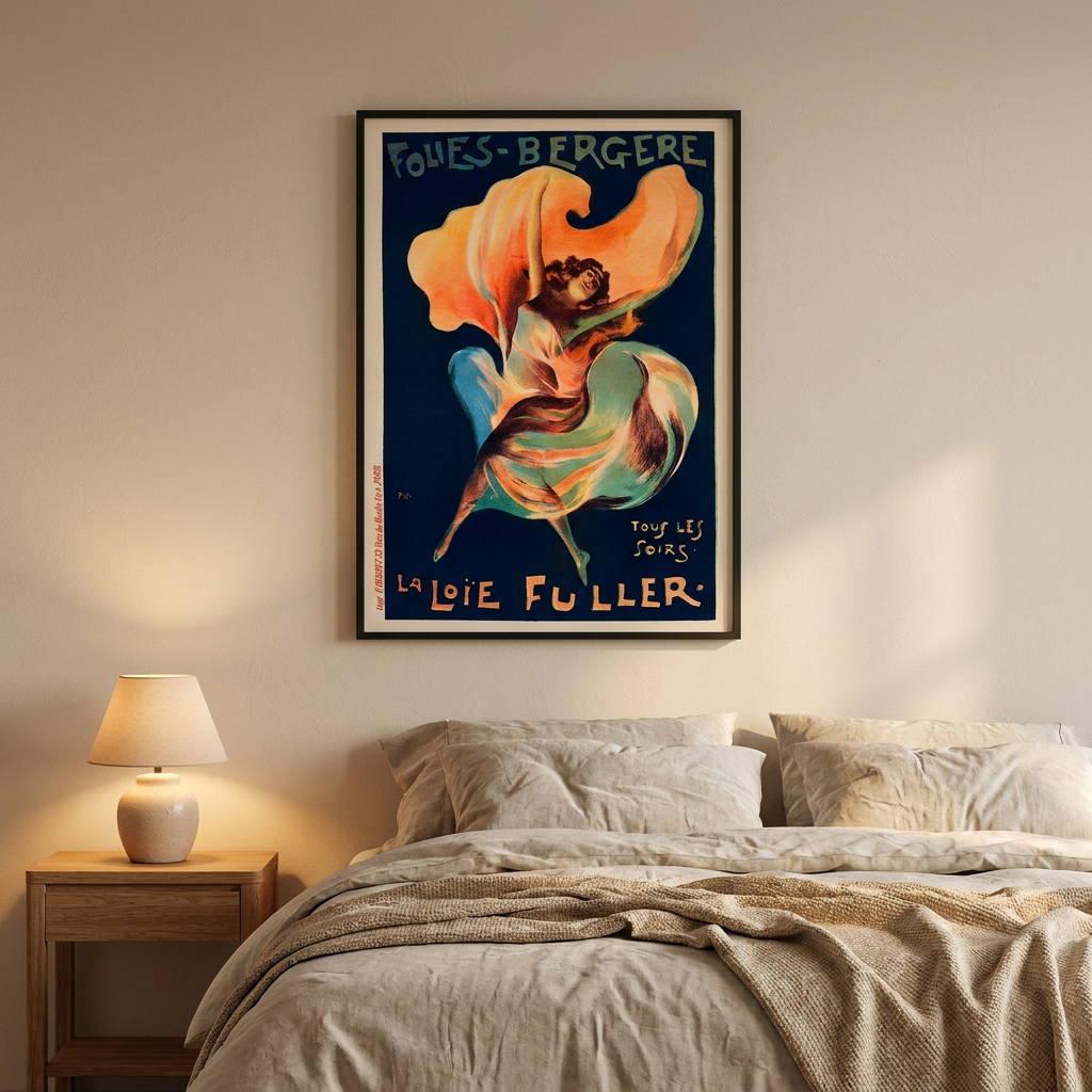 Folies Bergere La Loie Fuller Paris Poster framed on a wall