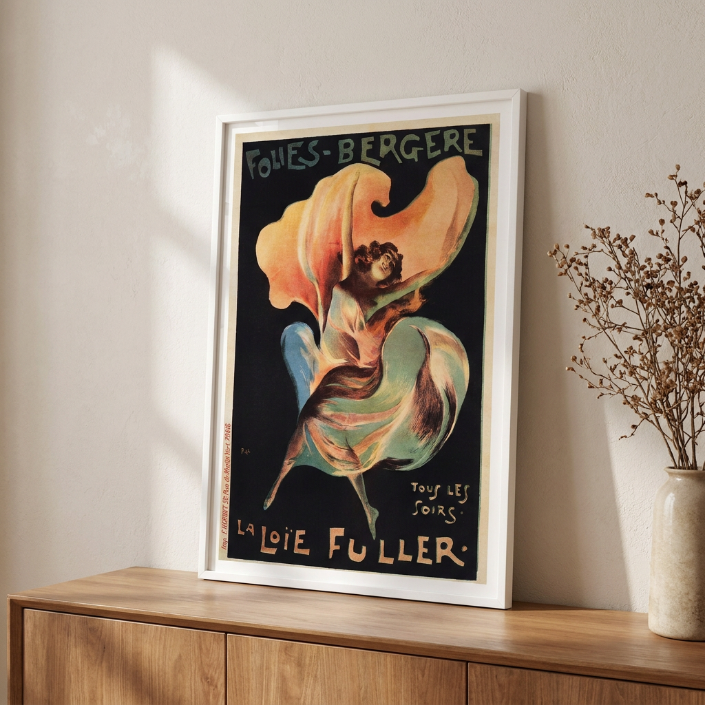 Folies Bergere La Loie Fuller Paris Poster framed on a wall