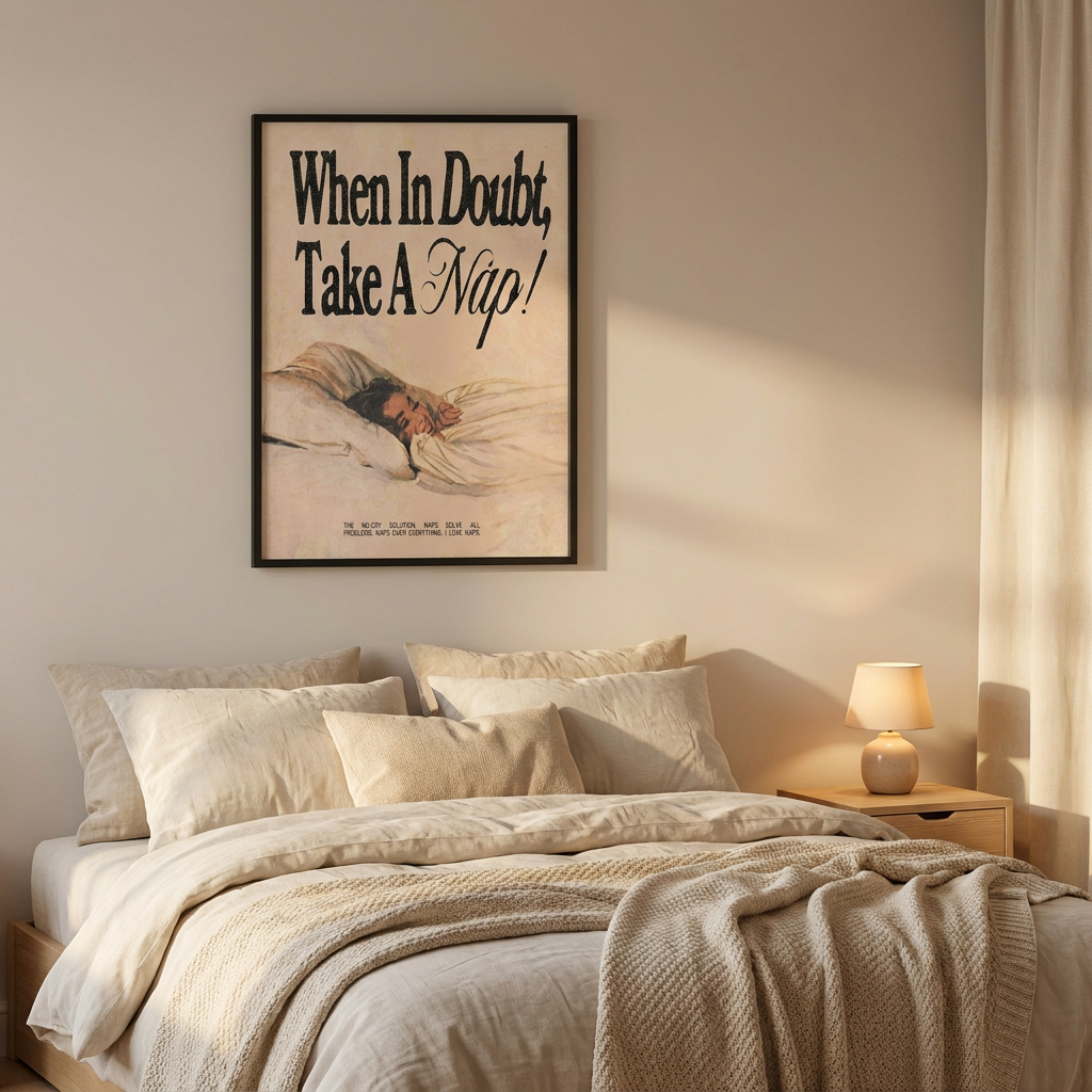 When Doubt Take Nap Poster framed on a wall