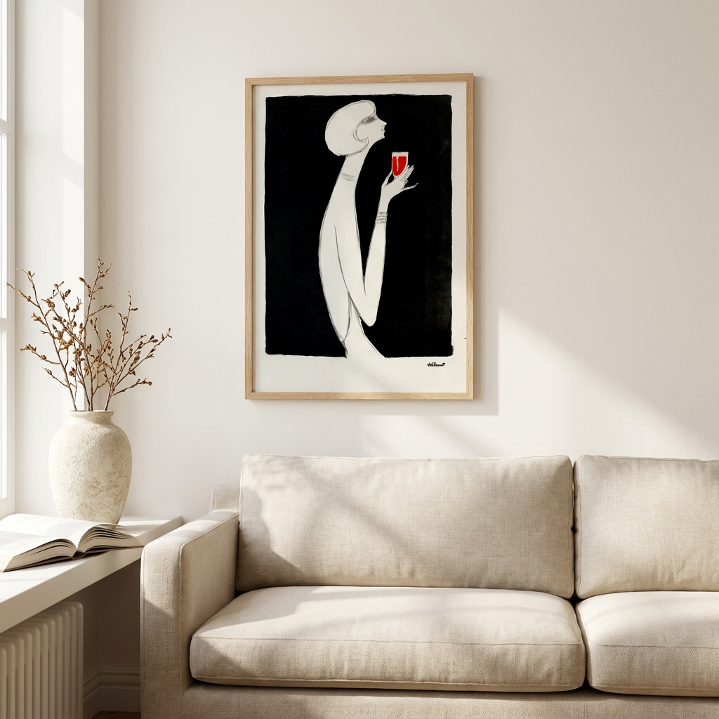 Rouge 1977 Vintage Poster framed on a wall