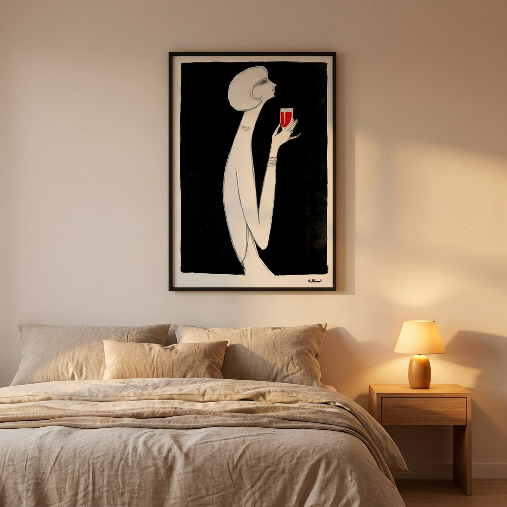 Rouge 1977 Vintage Poster framed on a wall