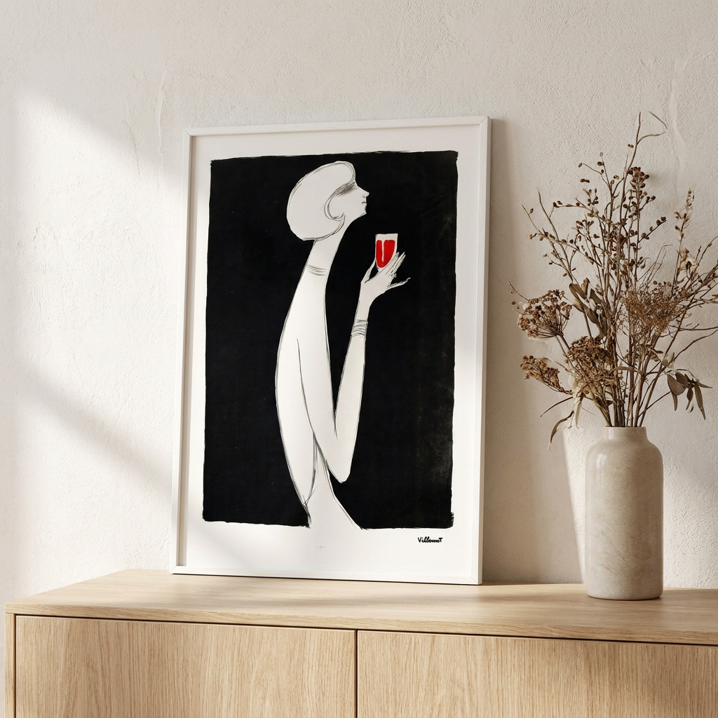 Rouge 1977 Vintage Poster framed on a wall