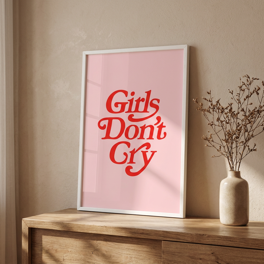 Girls Don Cry Poster framed on a wall