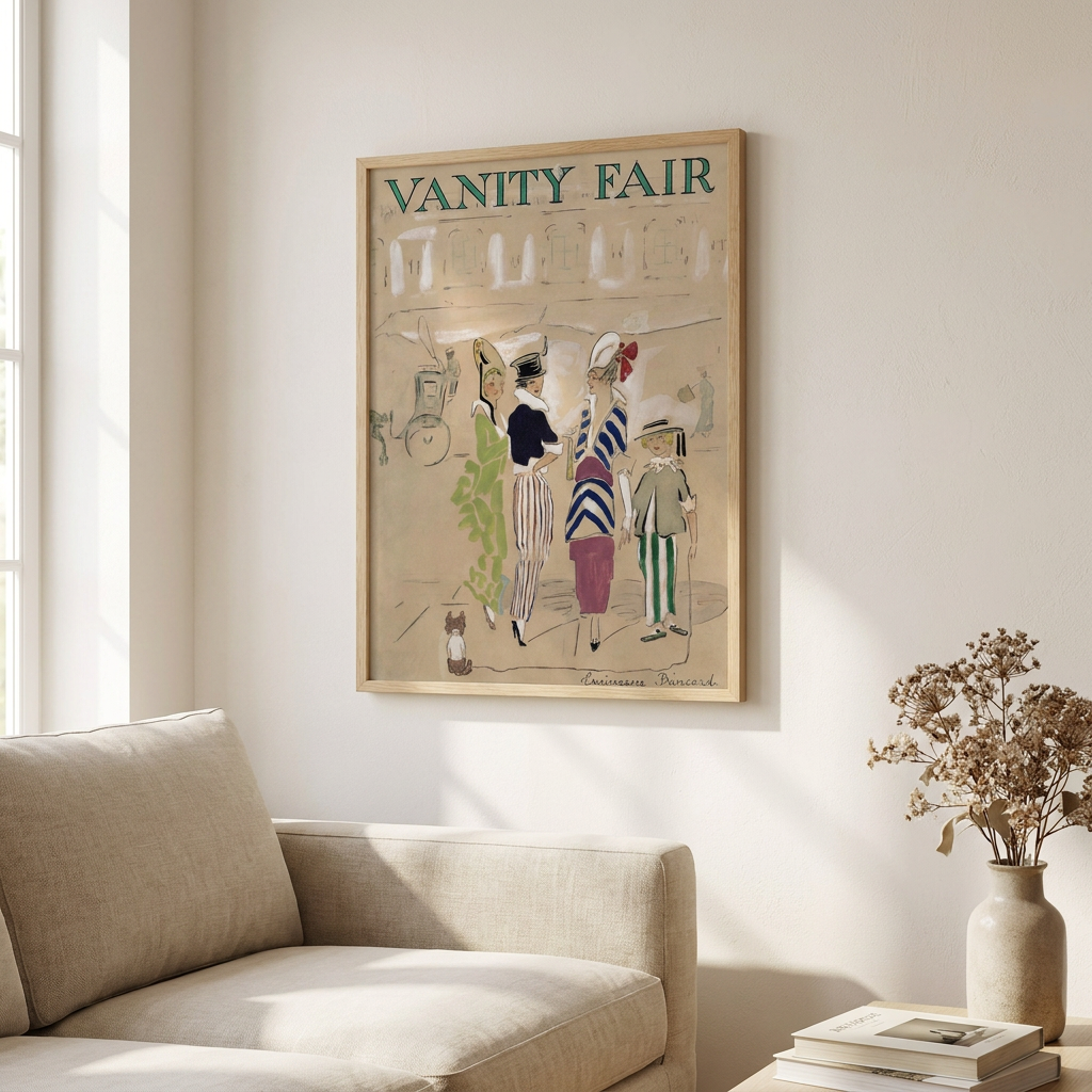 Classic Vintage Fashion Magazine Cover Poster framed on a wall