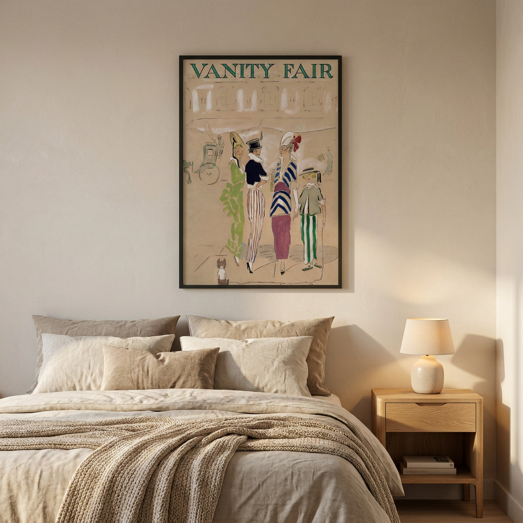 Classic Vintage Fashion Magazine Cover Poster framed on a wall