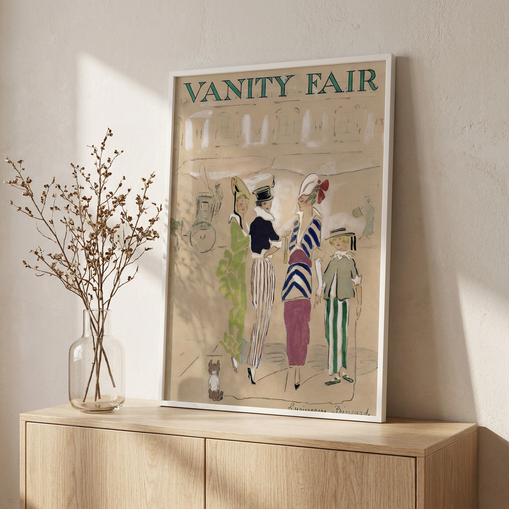 Classic Vintage Fashion Magazine Cover Poster framed on a wall