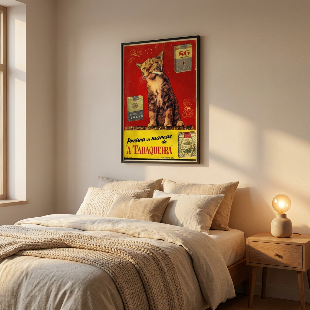 Vintage Smokes Poster framed on a wall