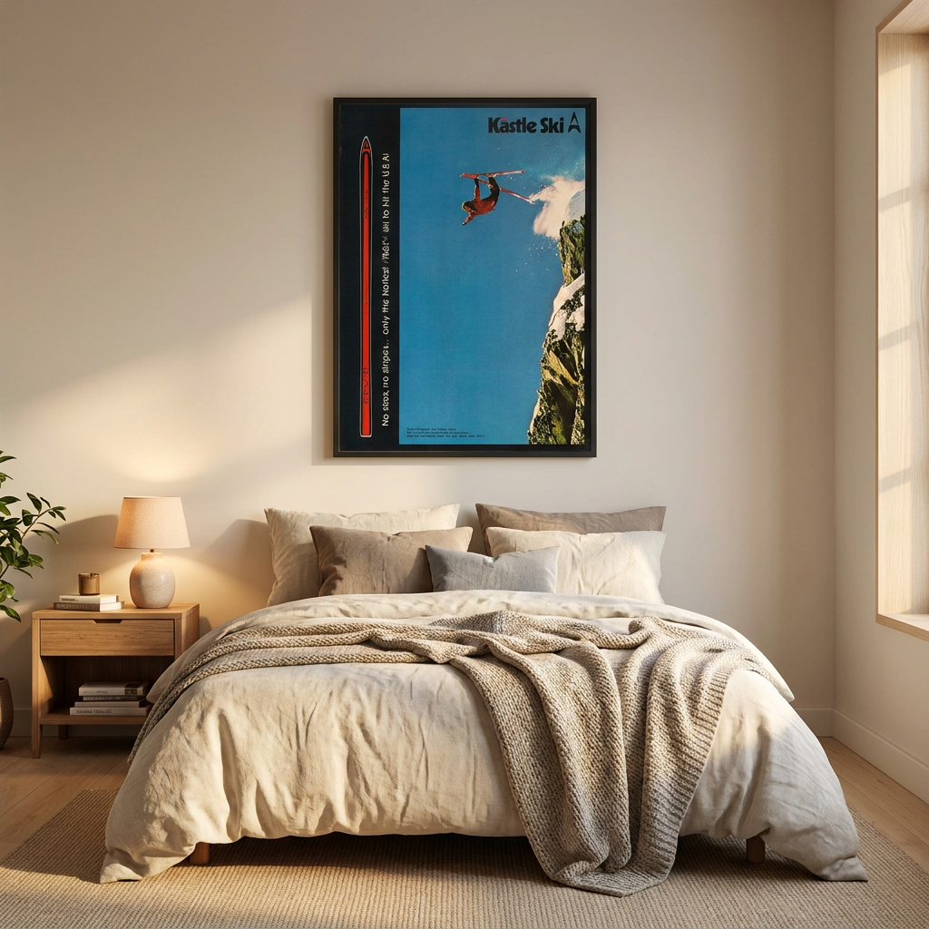 Kastle Ski Ad Poster framed on a wall
