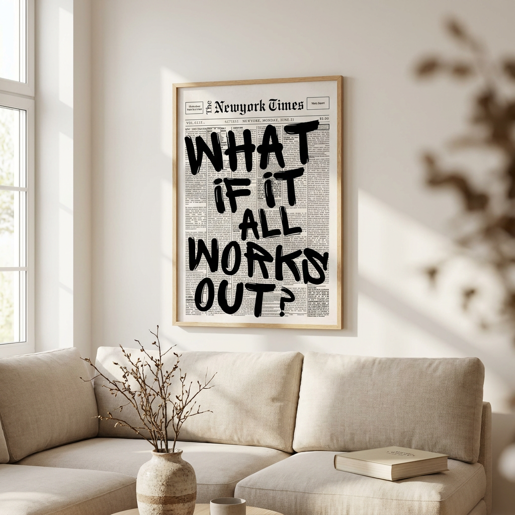 What If It All Works Out Poster framed on a wall
