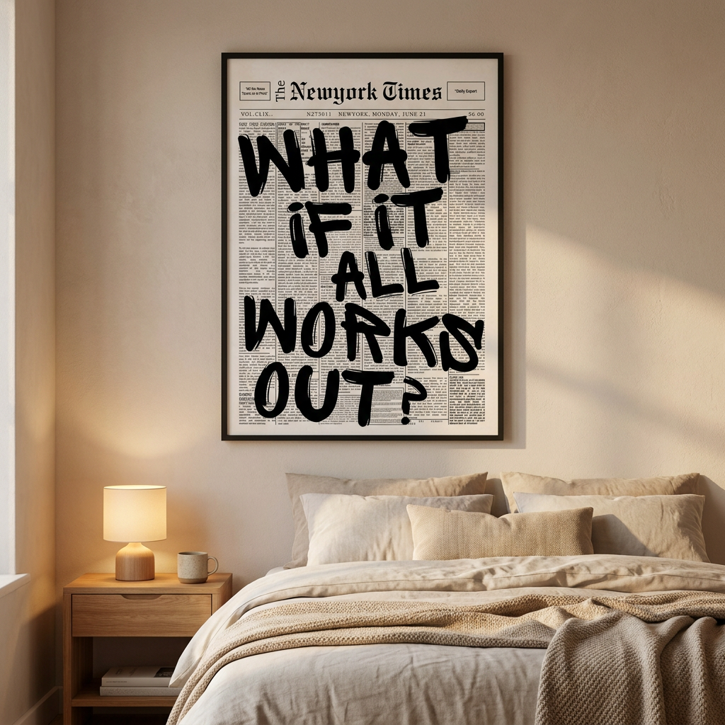 What If It All Works Out Poster framed on a wall