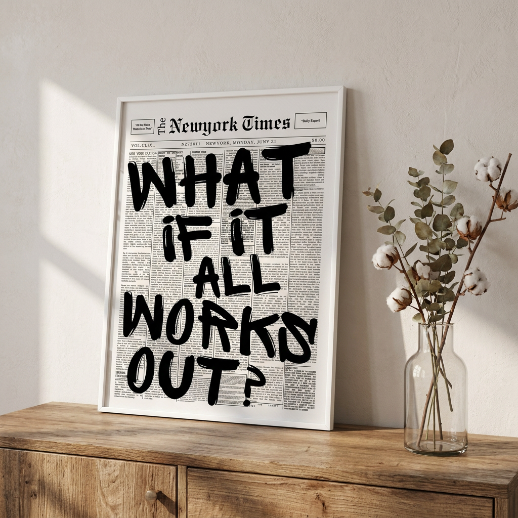 What If It All Works Out Poster framed on a wall