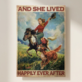 Girl Riding Horse She Lived Happily Poster shown cleanly on a wall