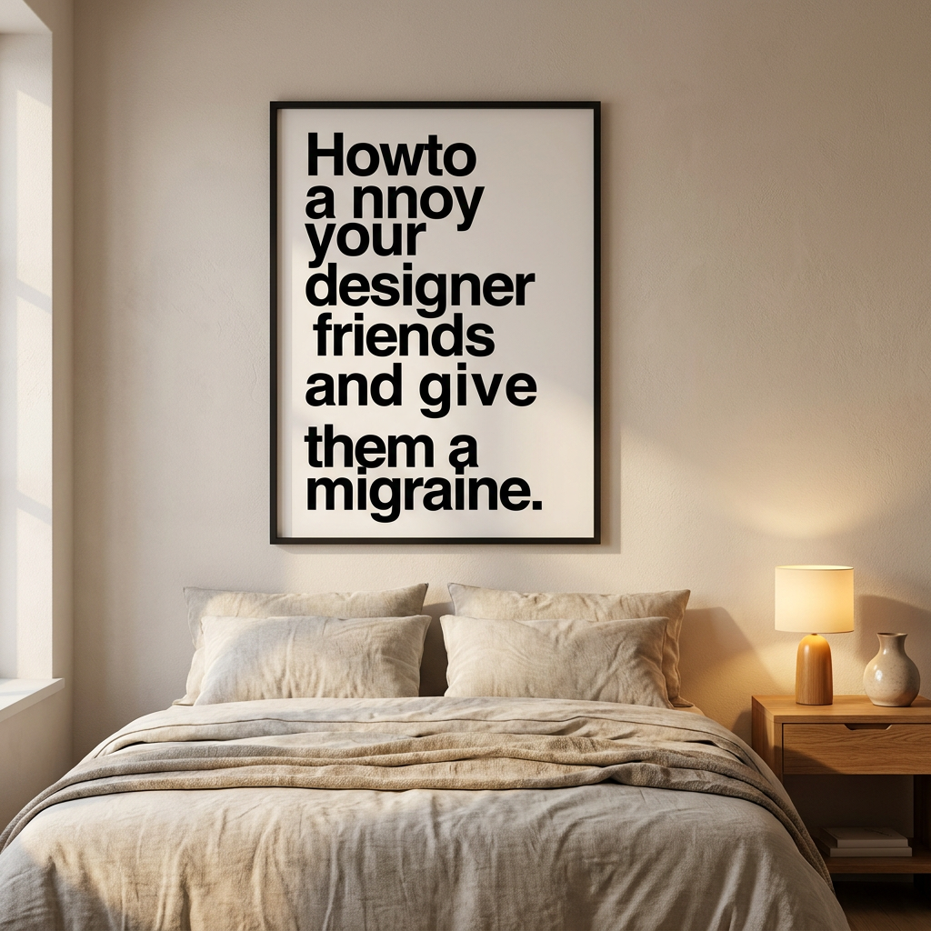 Annoy Your Designer Friends Poster framed in an interior