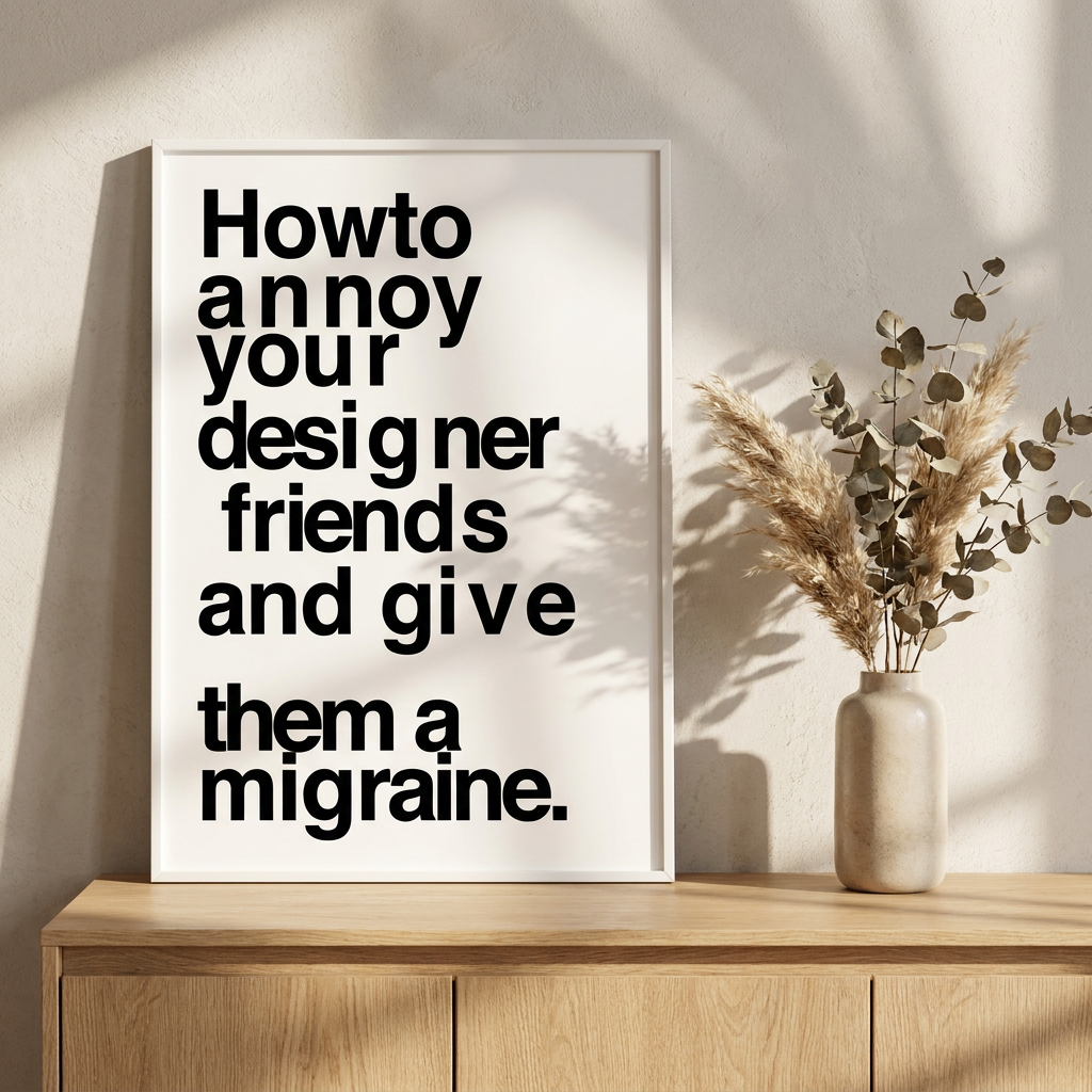 Annoy Your Designer Friends Poster framed in an interior