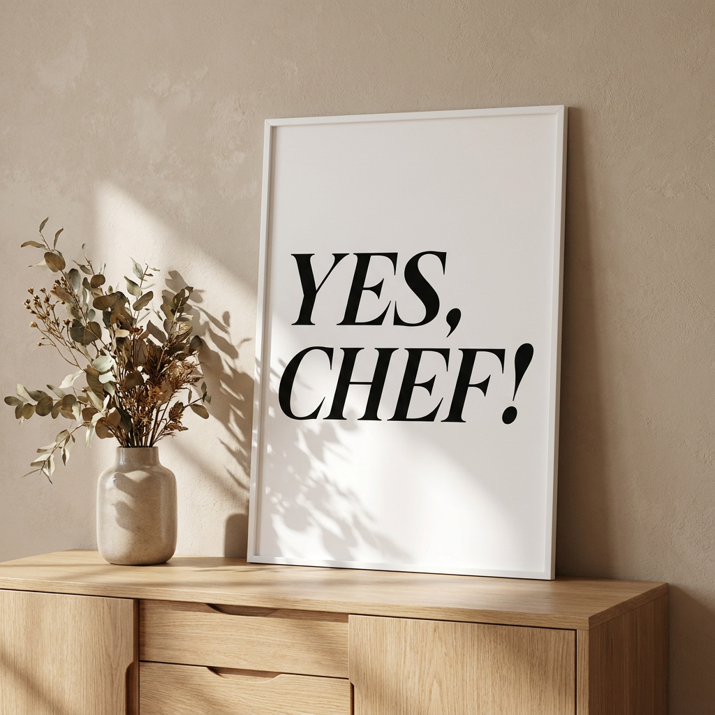 Kitchen Dining Room Small Black Kitchen Poster framed in an interior