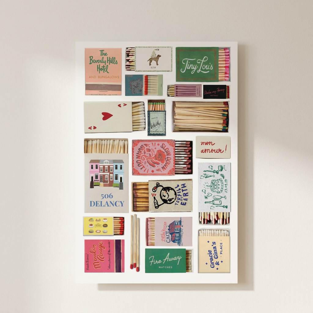 Matchbox Collage Poster shown cleanly on a wall