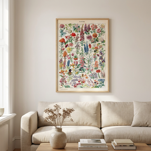Adolphe Millot Fleurs Pour Tous French Poster framed in an interior
