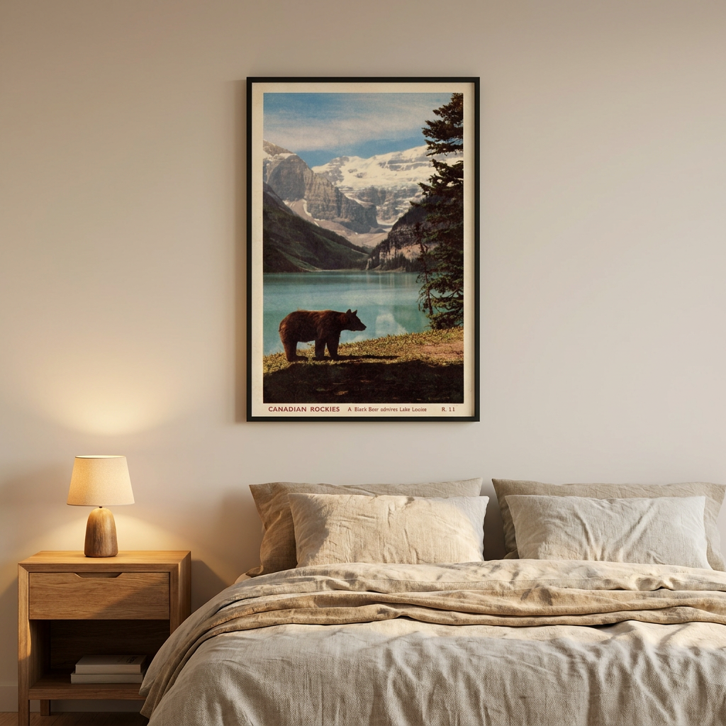 Vintage National Park Poster framed in an interior