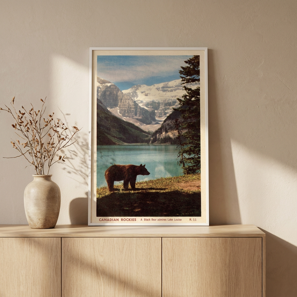 Vintage National Park Poster framed in an interior