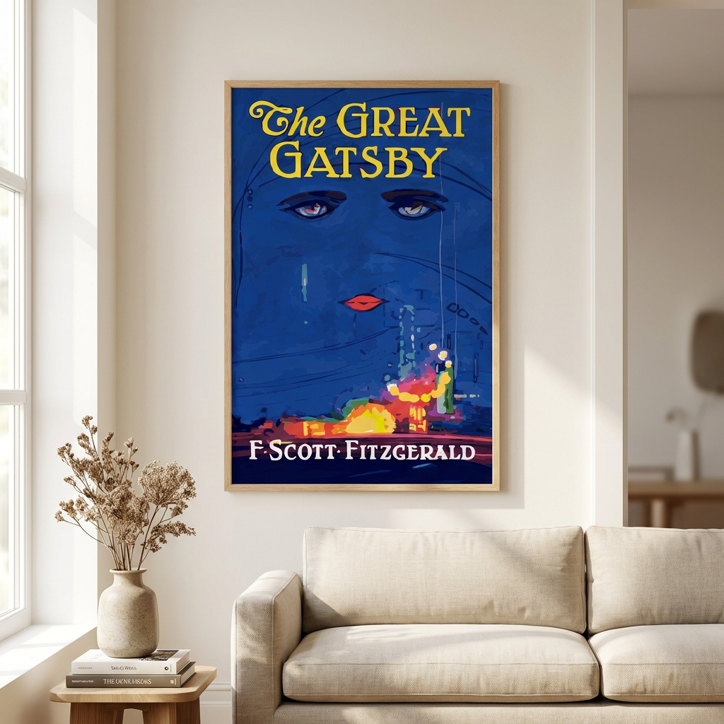 Great Gatsby Poster framed in an interior
