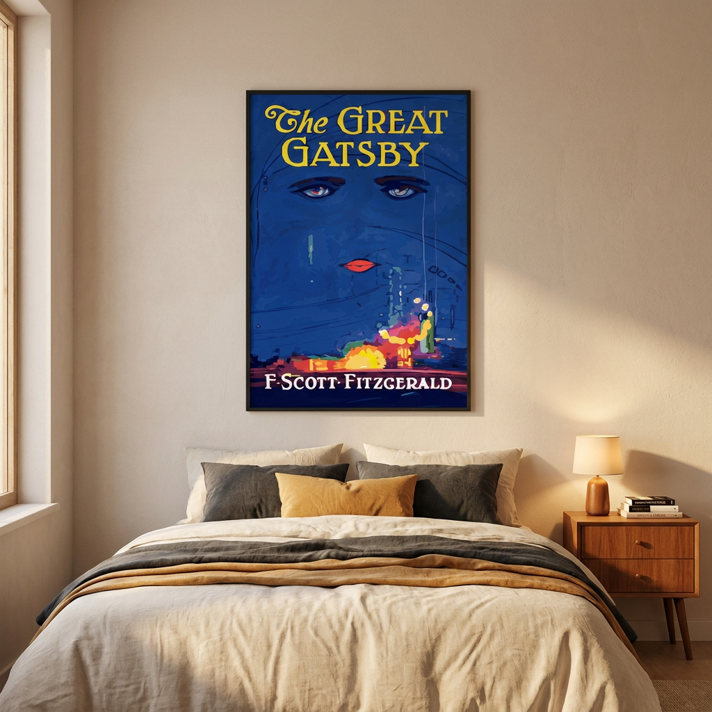 Great Gatsby Poster framed in an interior
