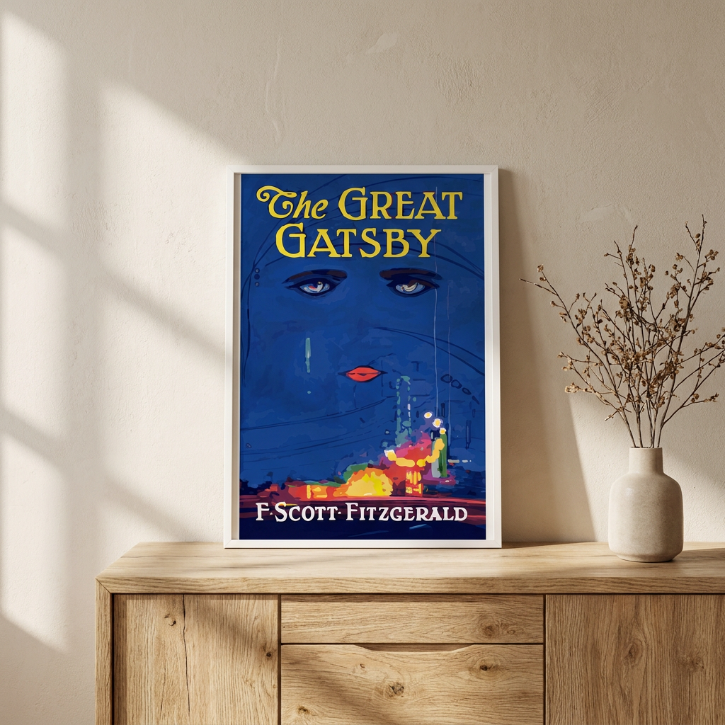 Great Gatsby Poster framed in an interior