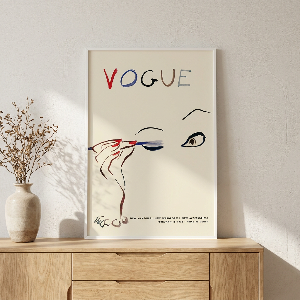 Face Eyes Matisse Magazine Rainbow Poster framed in an interior