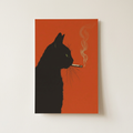 Black Cat Smoking Cigarette Vintage Retro Poster shown cleanly on a wall