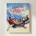 Retro Vintage Apres Ski Mountain Poster shown cleanly on a wall