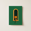 Emerald Green Woman Reading Print-green Library Poster shown cleanly on a wall