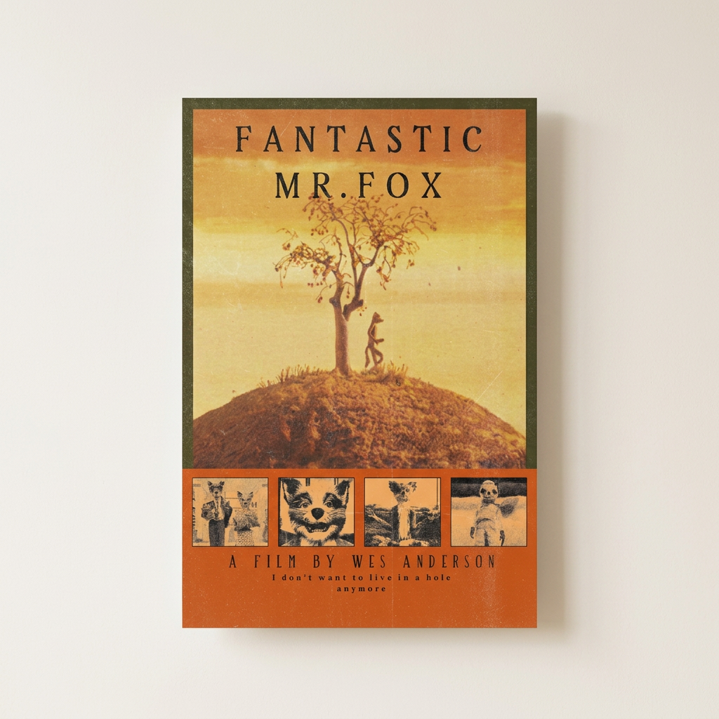 Fantastic Mr Fox Poster shown cleanly on a wall
