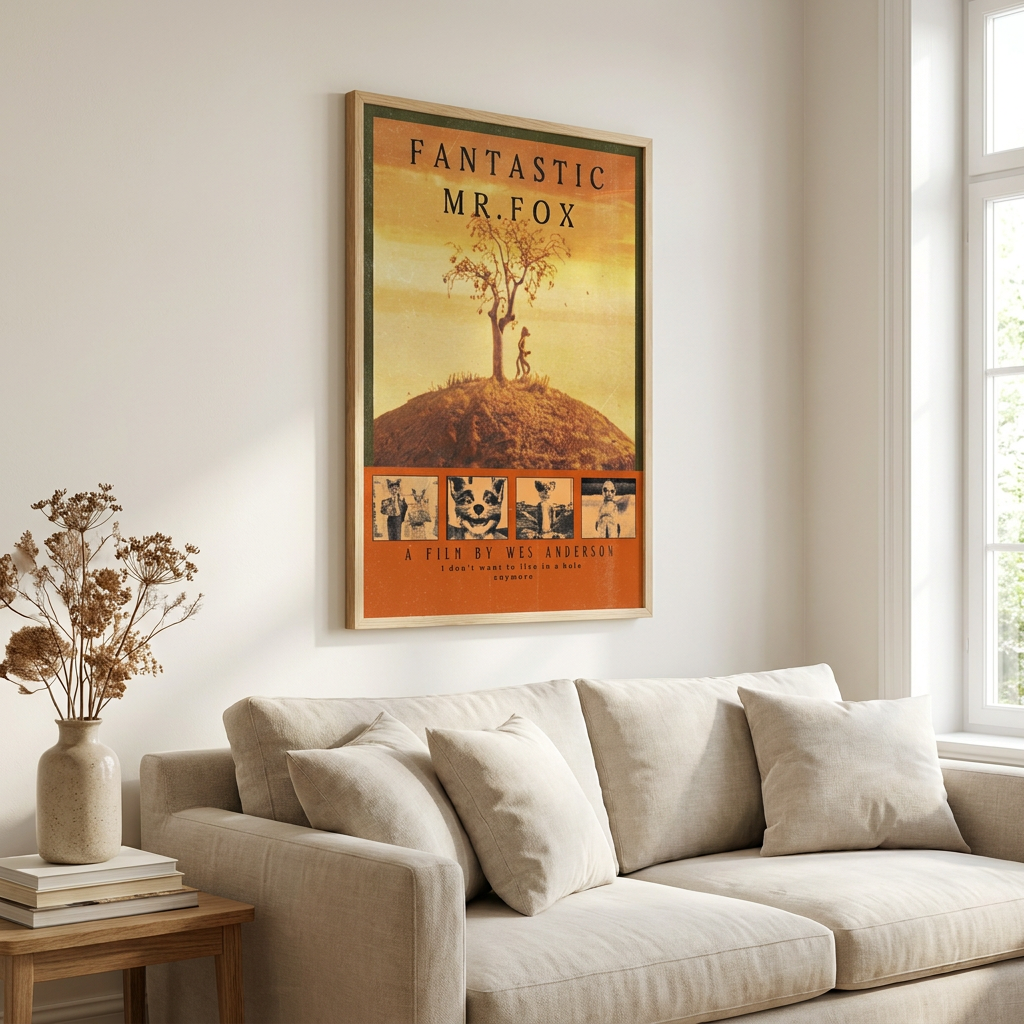 Fantastic Mr Fox Poster framed in an interior