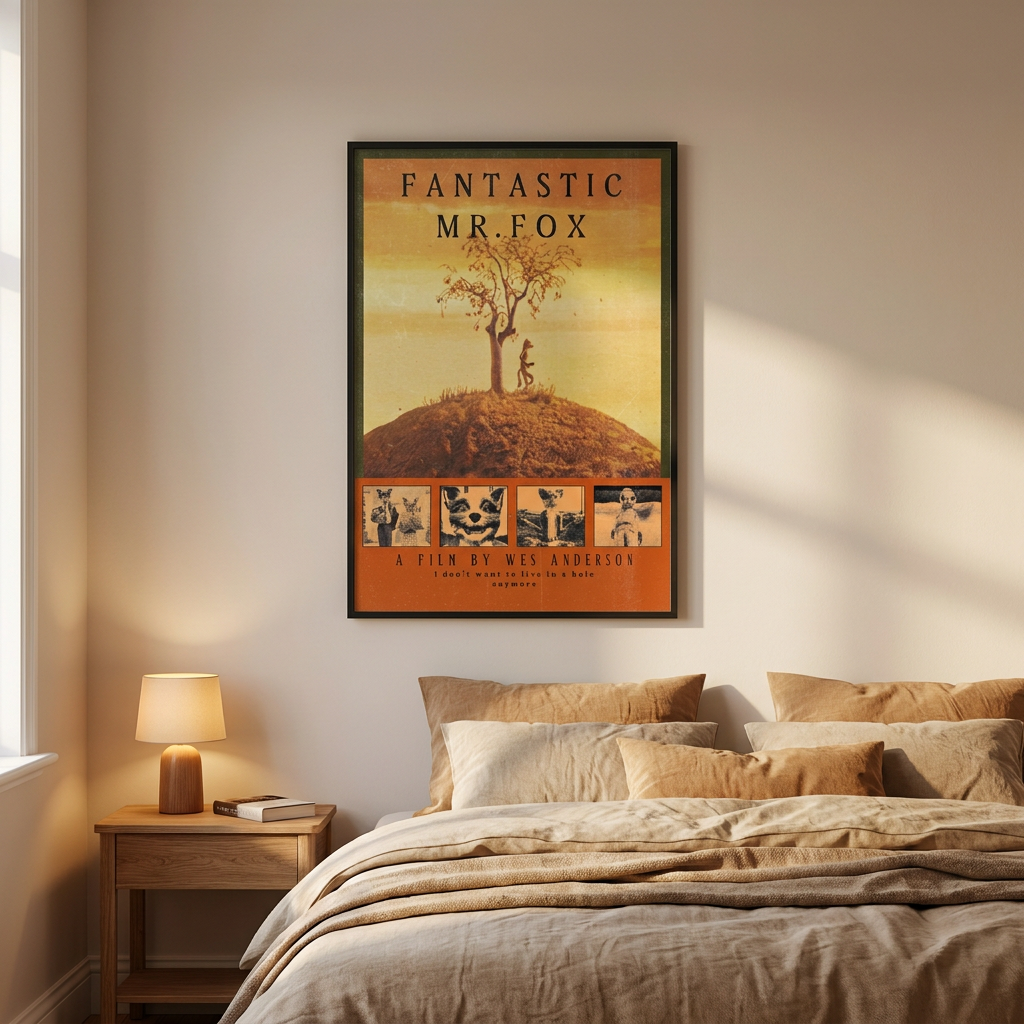 Fantastic Mr Fox Poster framed in an interior