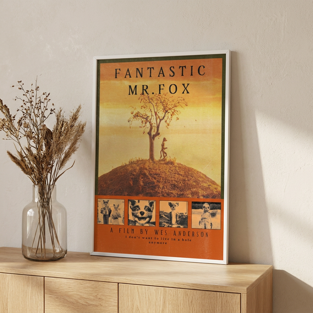 Fantastic Mr Fox Poster framed in an interior