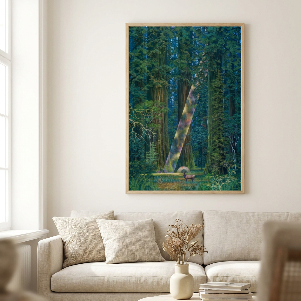 Japanese Hiroo Isono Landscape Paintings Poster framed in an interior