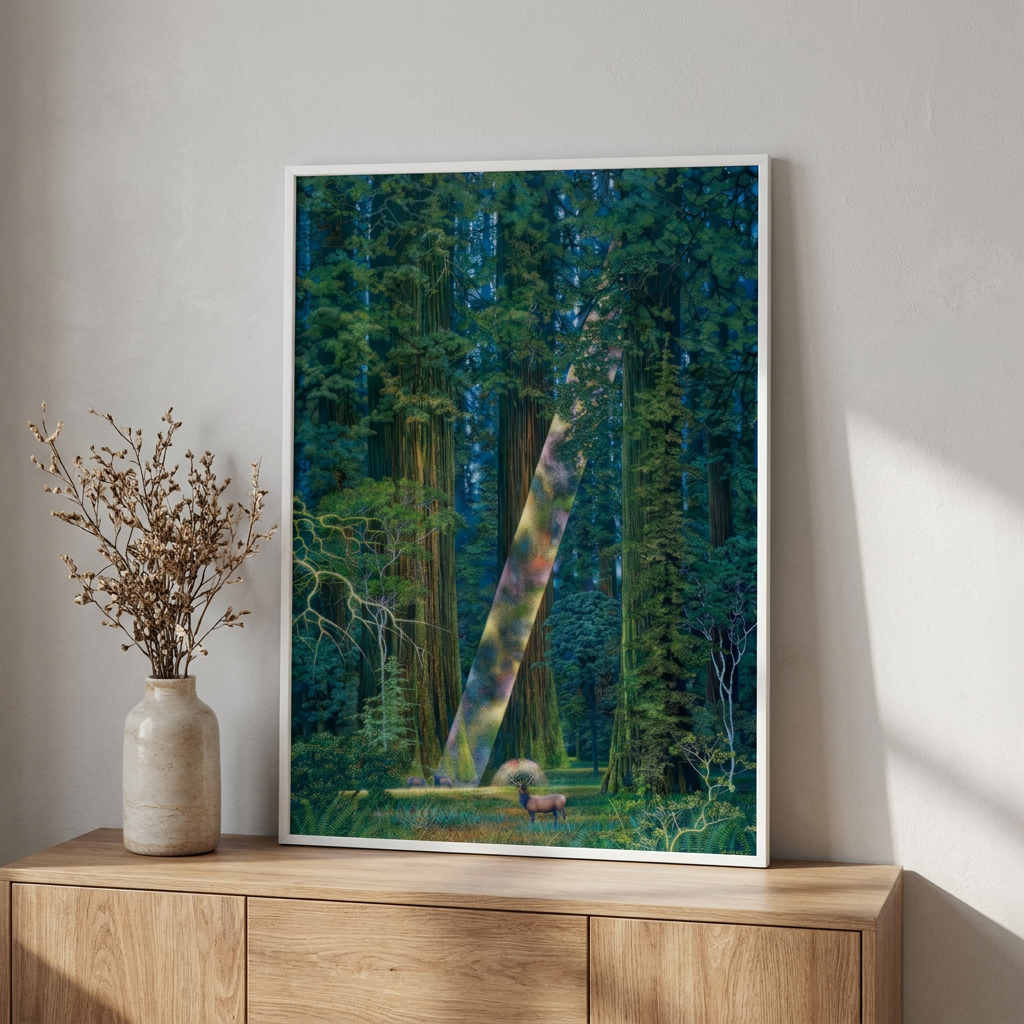 Japanese Hiroo Isono Landscape Paintings Poster framed in an interior