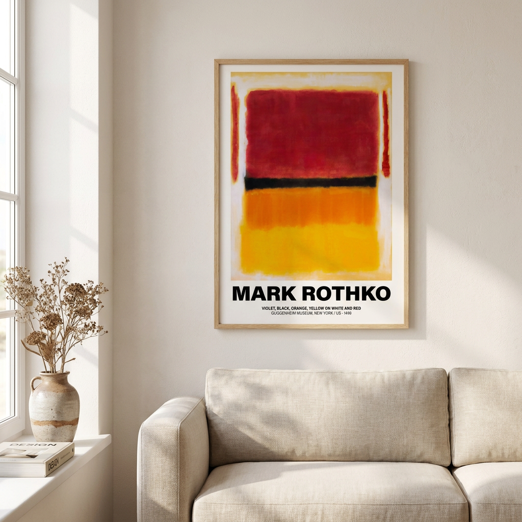 Mark Rothko Violet Black Orange Yellow Poster shown cleanly on a wall