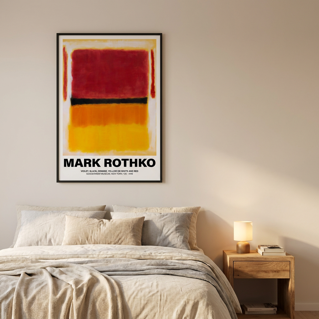 Mark Rothko Violet Black Orange Yellow Poster framed in an interior
