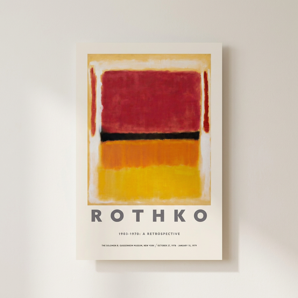 Mark Rothko Retrospective Exhibition Guggenheim Museum Poster shown cleanly on a wall