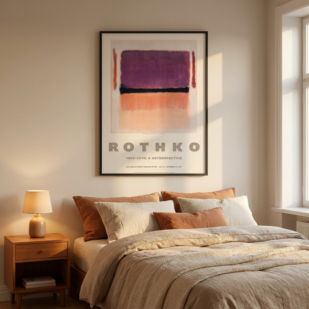 Rothko Lacma Exhibition Lithograph Violet Black Poster framed in an interior