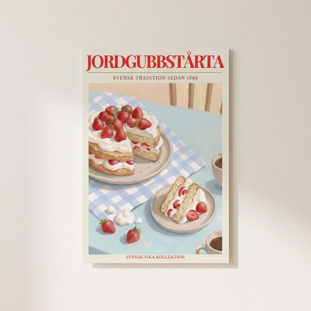 Jordgubbst Rta Poster shown cleanly on a wall