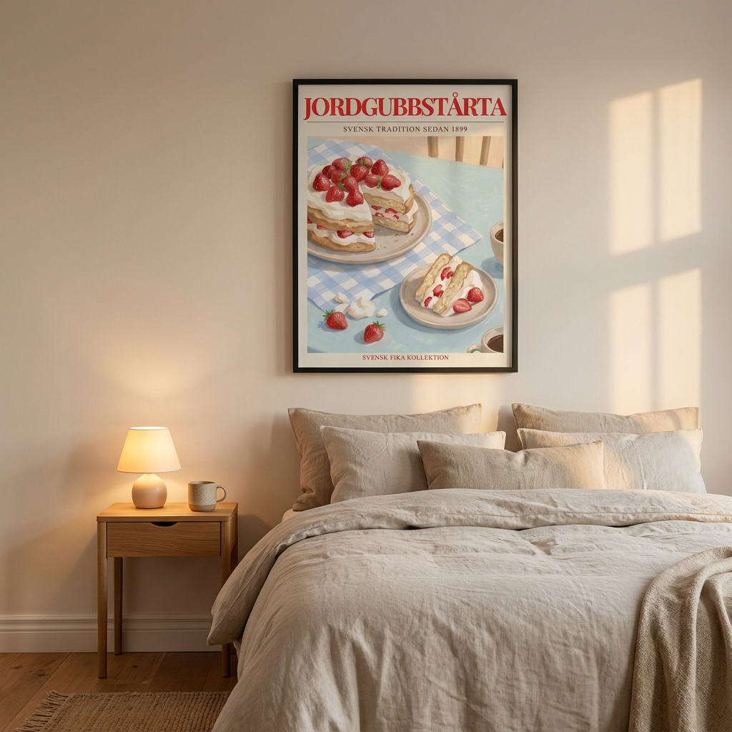 Jordgubbst Rta Poster framed in an interior