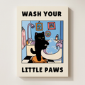 Wash Your Little Paws Poster shown cleanly on a wall