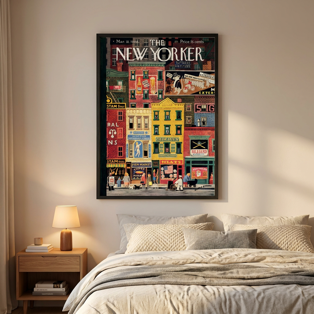Yorker City Blocks 1944 Poster framed in an interior
