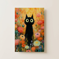 Midnight Bloom Cat Poster shown cleanly on a wall