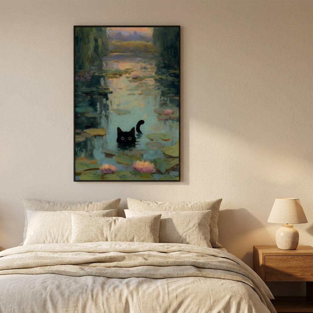 Midnight Reflections Poster framed in an interior