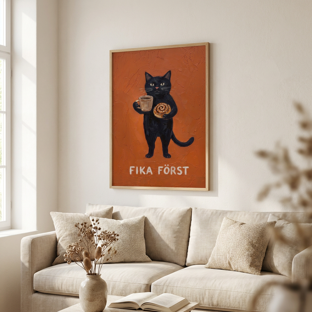 Fika Rst Poster framed in an interior